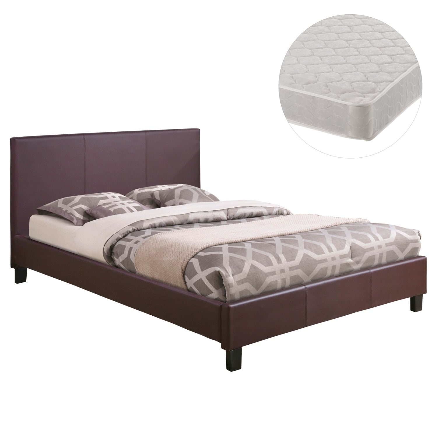 ΚΡΕΒΑΤΙ ΜΕ ΣΤΡΩΜΑ BECCA HM21283.02 ΚΑΦΕ PU--ΓΙΑ 150x200εκ