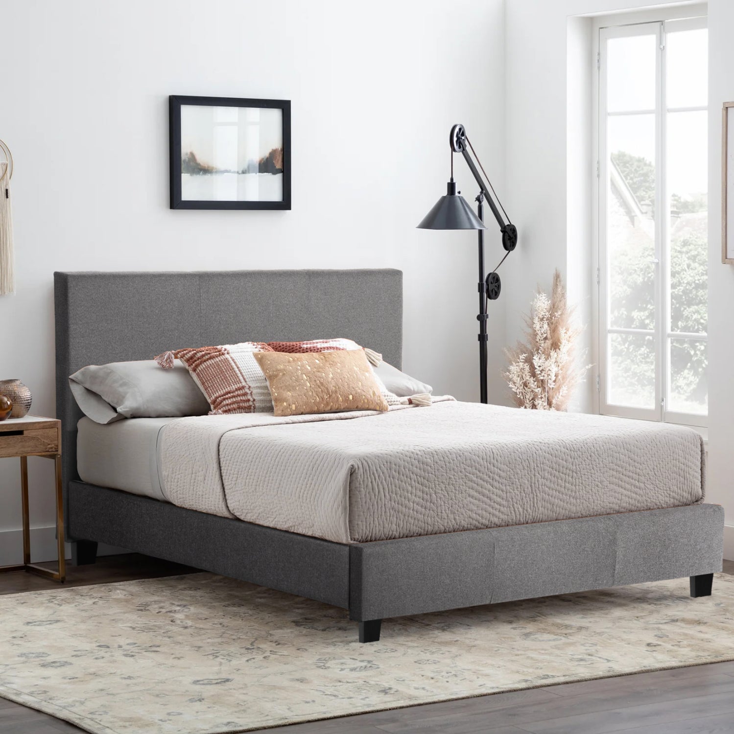ΚΡΕΒΑΤΙ ΜΕ ΣΤΡΩΜΑ BECCA HM21283.04 ΓΚΡΙ ΥΦΑΣΜΑ--ΓΙΑ 150x200εκ - Pakobazaar