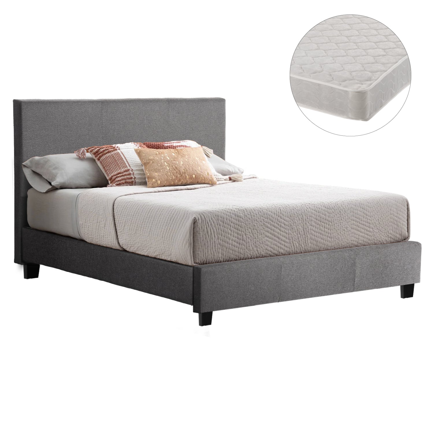 ΚΡΕΒΑΤΙ ΜΕ ΣΤΡΩΜΑ BECCA HM21283.04 ΓΚΡΙ ΥΦΑΣΜΑ--ΓΙΑ 150x200εκ - Pakobazaar