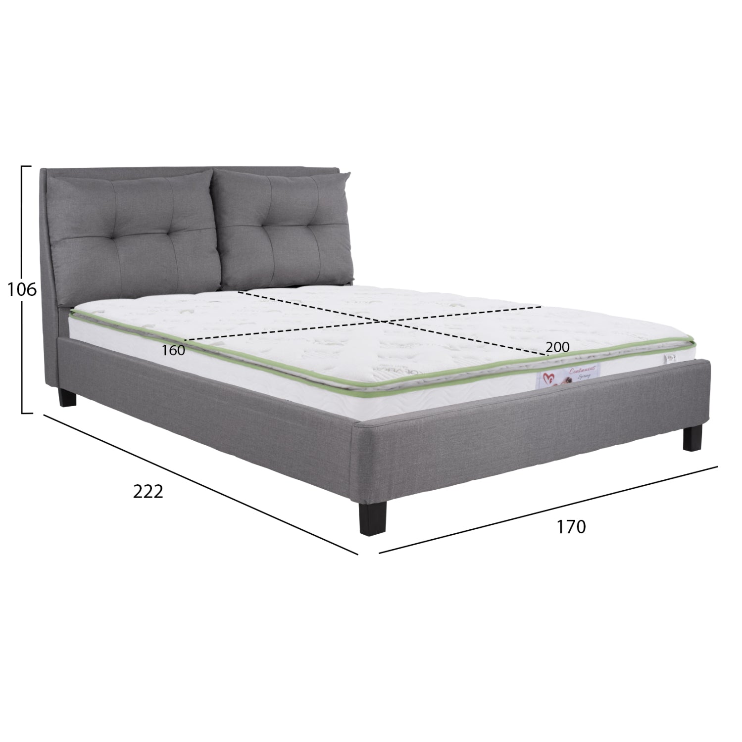 ΚΡΕΒΑΤΙ ΜΕ ΣΤΡΩΜΑ BILLIE HM21284.03 ΓΚΡΙ ΥΦΑΣΜΑ--ΓΙΑ 160x200εκ