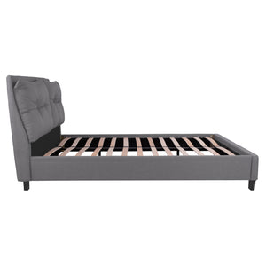 ΚΡΕΒΑΤΙ ΜΕ ΣΤΡΩΜΑ BILLIE HM21284.03 ΓΚΡΙ ΥΦΑΣΜΑ--ΓΙΑ 160x200εκ