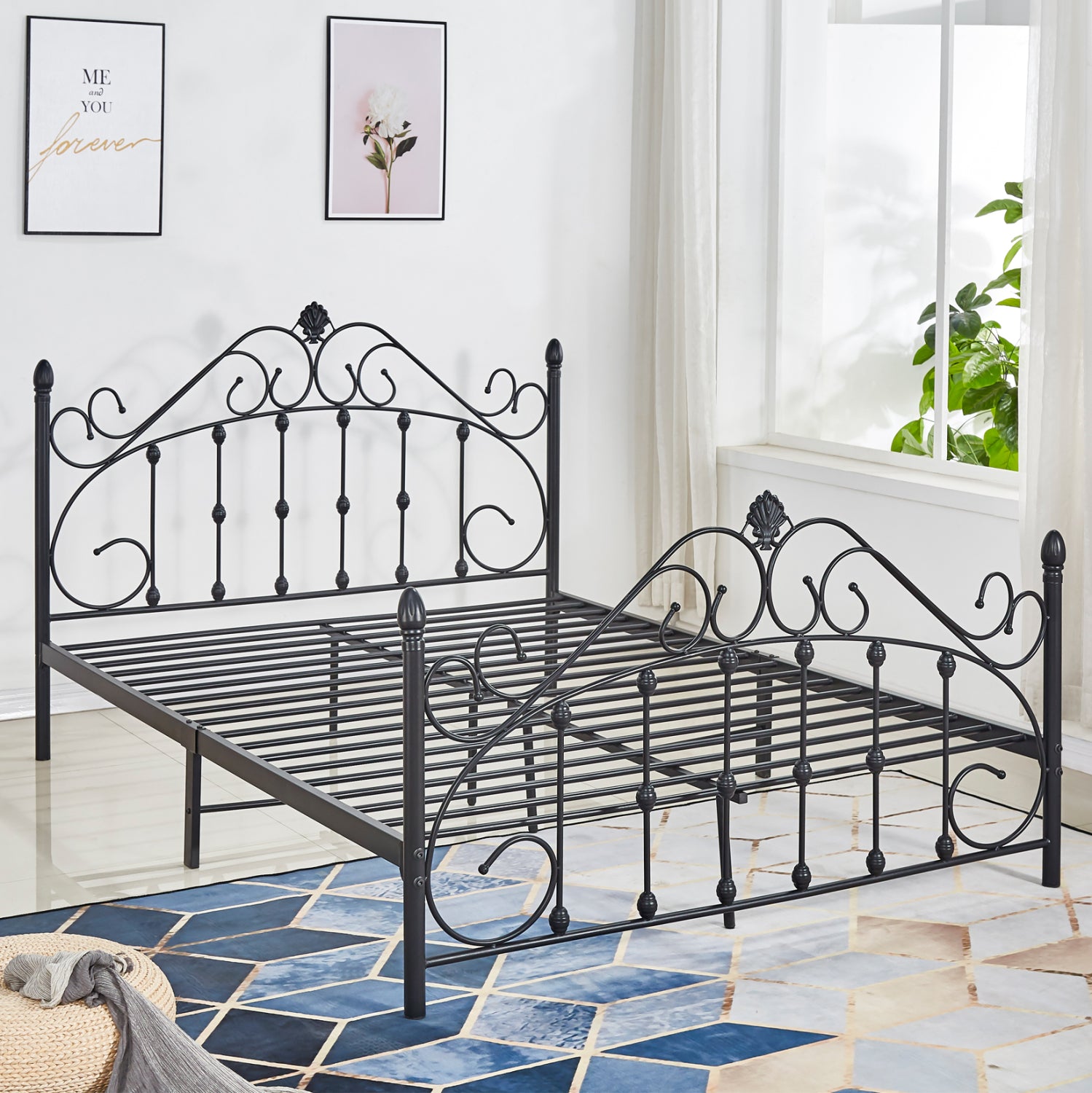 ΚΡΕΒΑΤΙ ΜΕΤΑΛΛΙΚΟ MADEN 150x200 εκ. ΜΑΥΡΟ ΧΡΩΜΑ HM576.01 - Pakobazaar