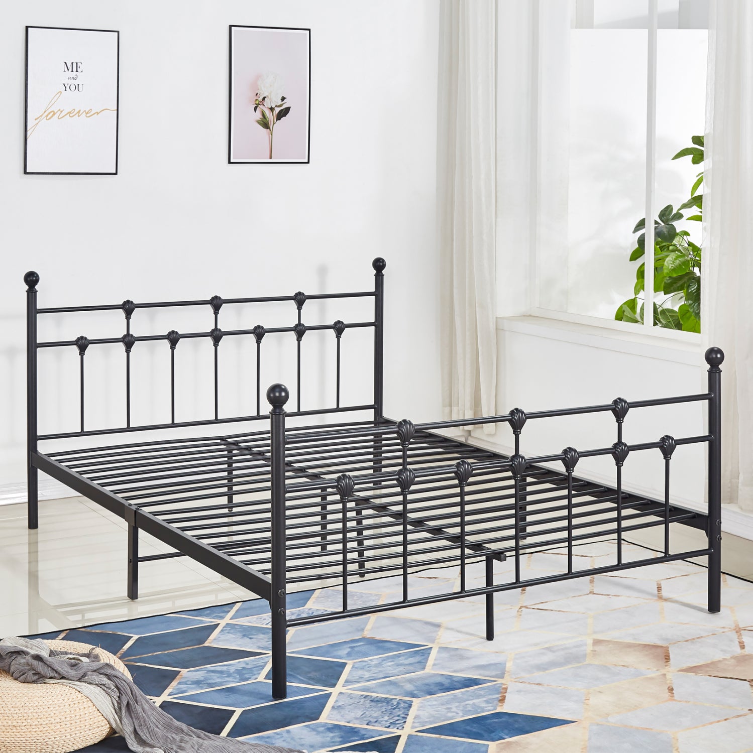 ΚΡΕΒΑΤΙ ΜΕΤΑΛΛΙΚΟ JACINDA 150x200 εκ. ΜΑΥΡΟ ΧΡΩΜΑ HM575.01 - Pakobazaar