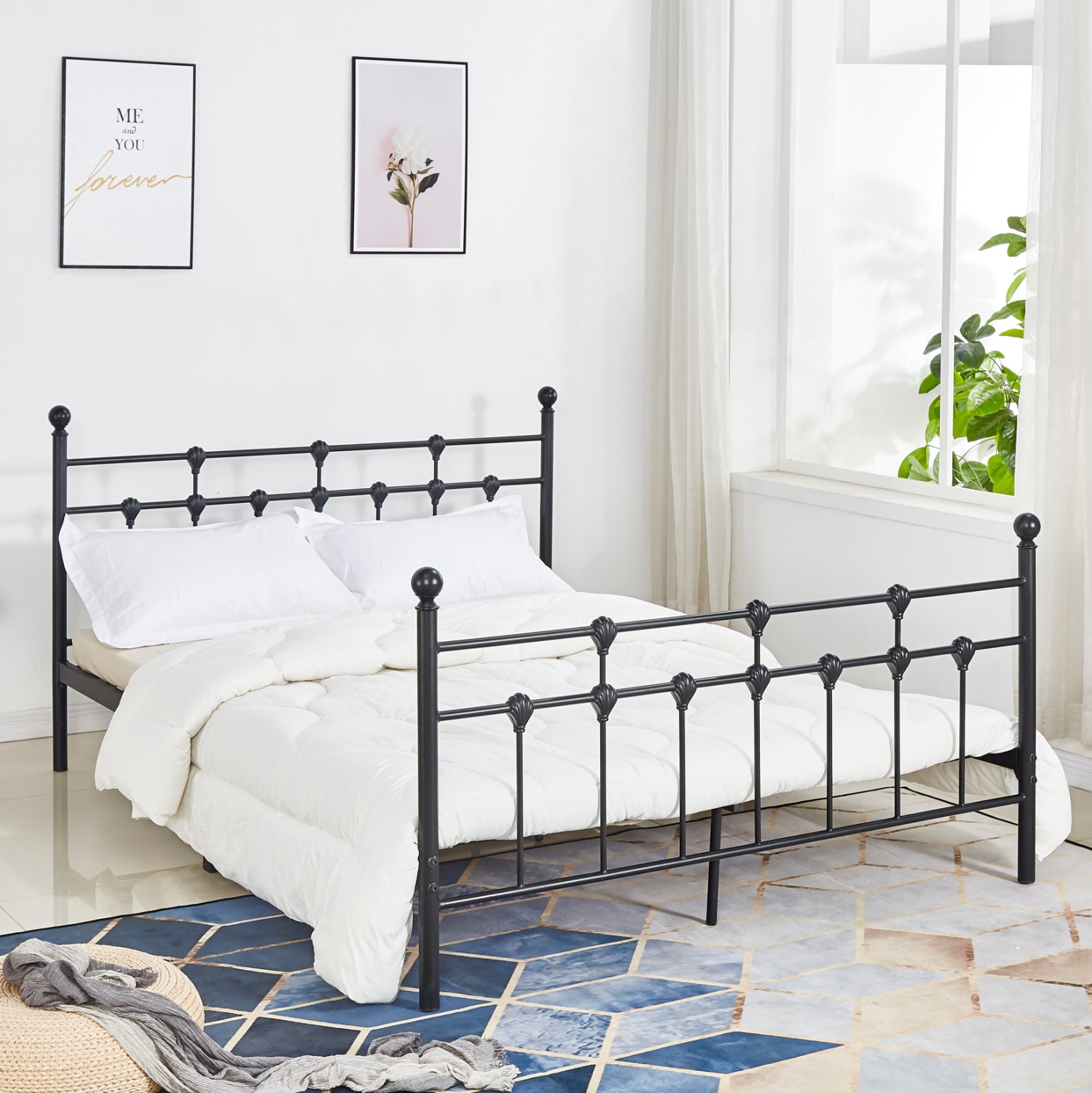 ΚΡΕΒΑΤΙ ΜΕΤΑΛΛΙΚΟ JACINDA 150x200 εκ. ΜΑΥΡΟ ΧΡΩΜΑ HM575.01 - Pakobazaar