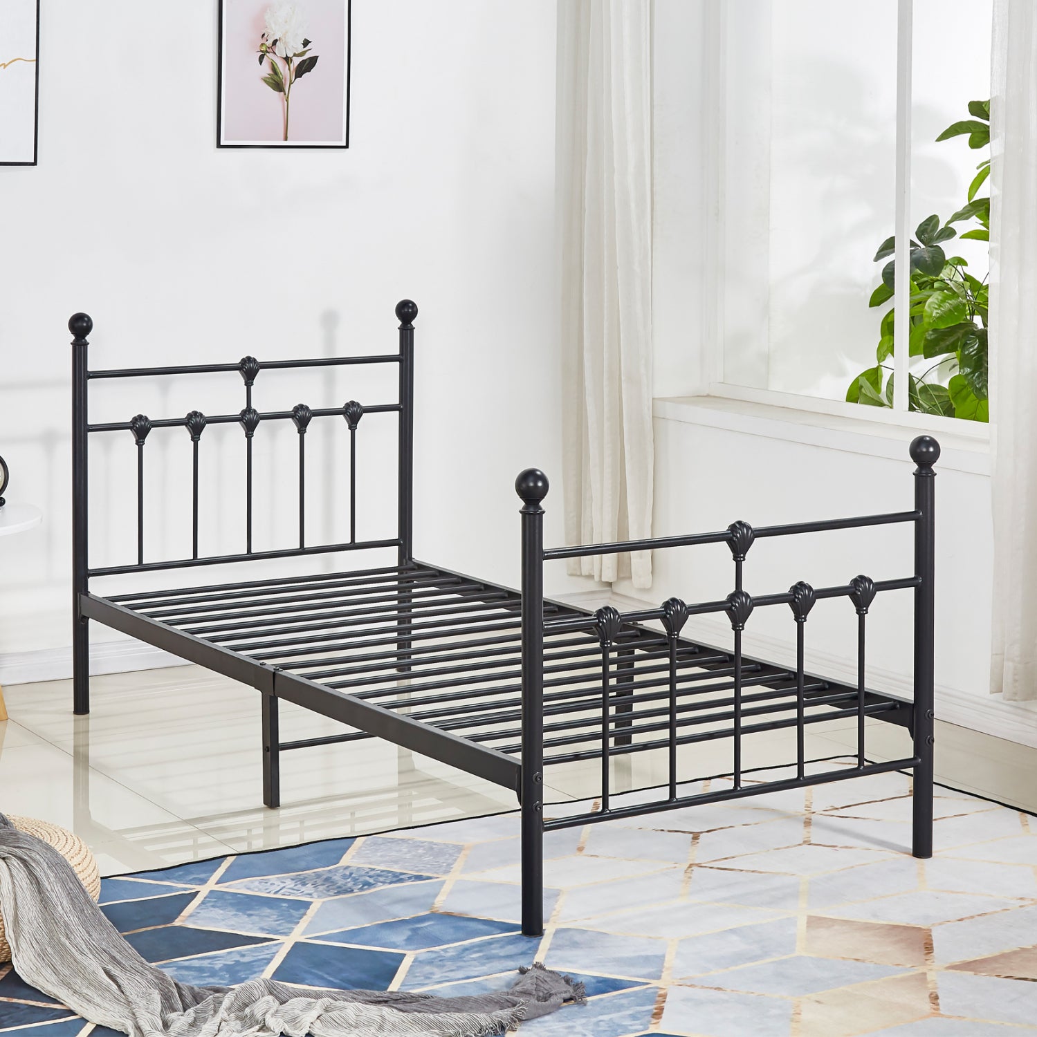 ΚΡΕΒΑΤΙ ΜΕΤΑΛΛΙΚΟ JACINDA 90x190 εκ. ΜΑΥΡΟ ΧΡΩΜΑ HM574.01 - Pakobazaar