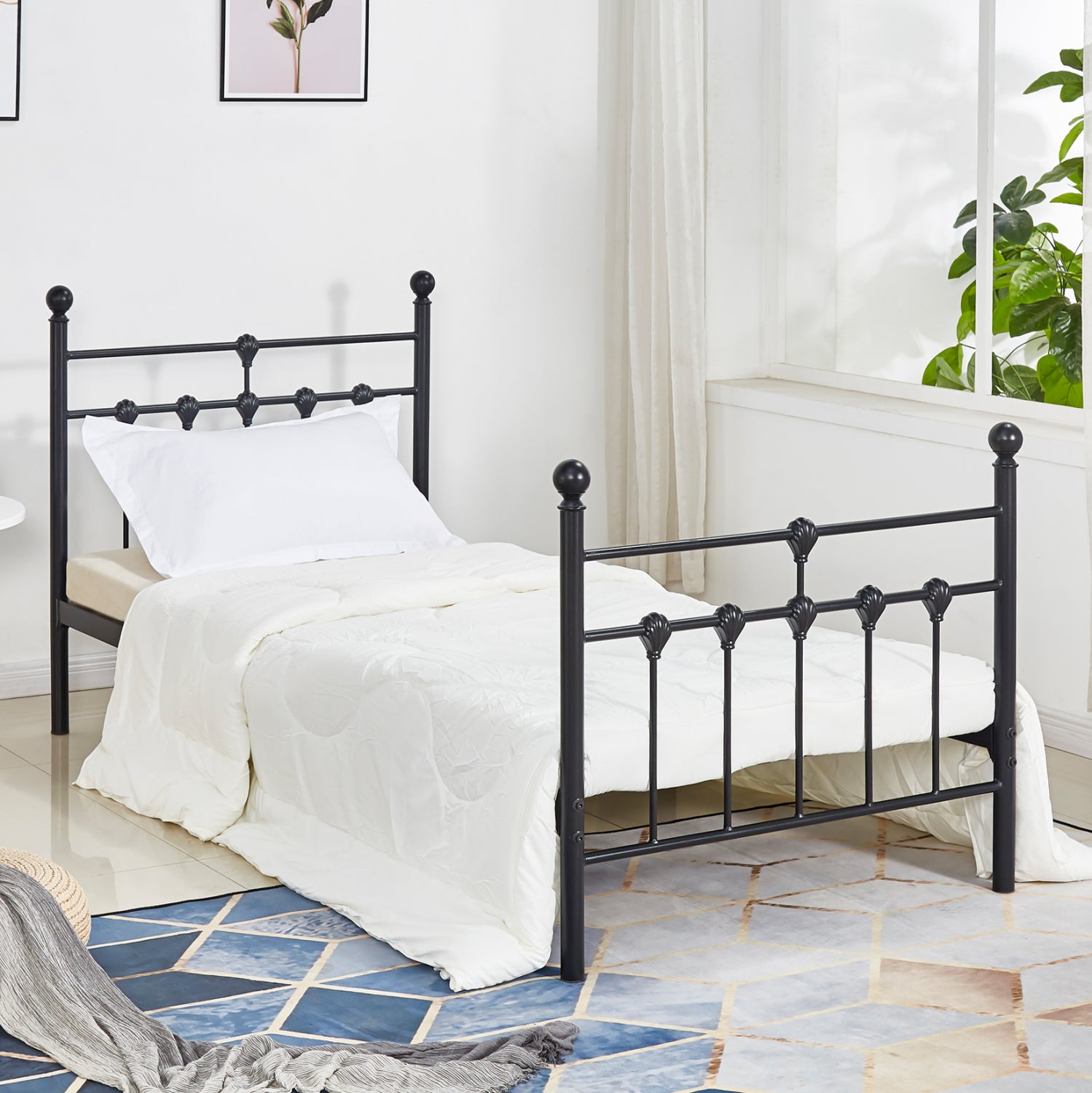 ΚΡΕΒΑΤΙ ΜΕΤΑΛΛΙΚΟ JACINDA 90x190 εκ. ΜΑΥΡΟ ΧΡΩΜΑ HM574.01 - Pakobazaar