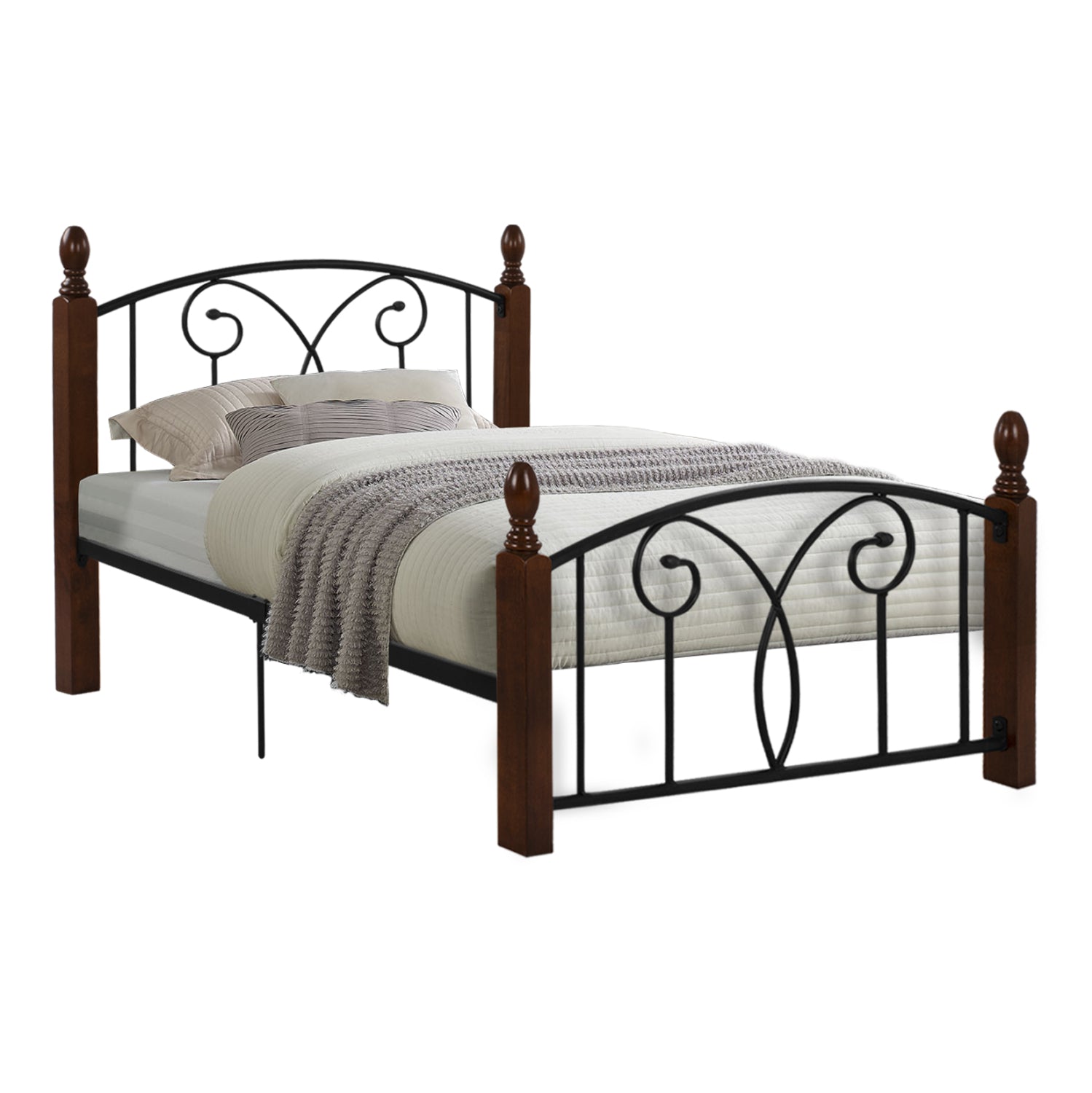 ΚΡΕΒΑΤΙ SUZIE ΜΕΤΑΛΛΟ ΞΥΛΟ ΜΟΝΟ ΣΤΡΩΜΑ 90x190 εκ. HM389 - Pakobazaar
