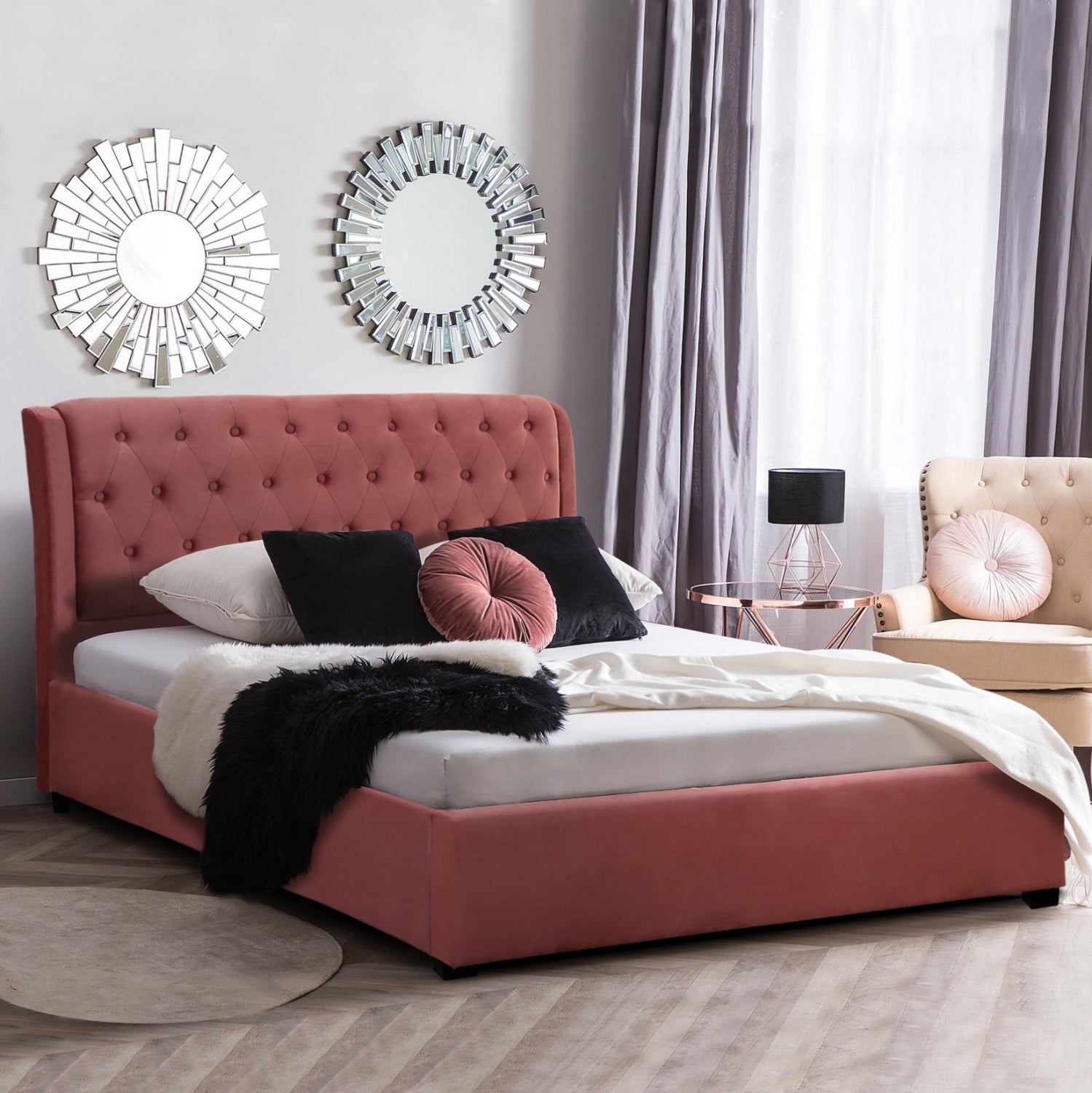 ΚΡΕΒΑΤΙ ODALYS 150X200 ΒΕΛΟΥΔΟ ΥΦΑΣΜΑ ΣΑΠΙΟ ΜΗΛΟ HM549.12 164x223x100 εκ. - Pakobazaar