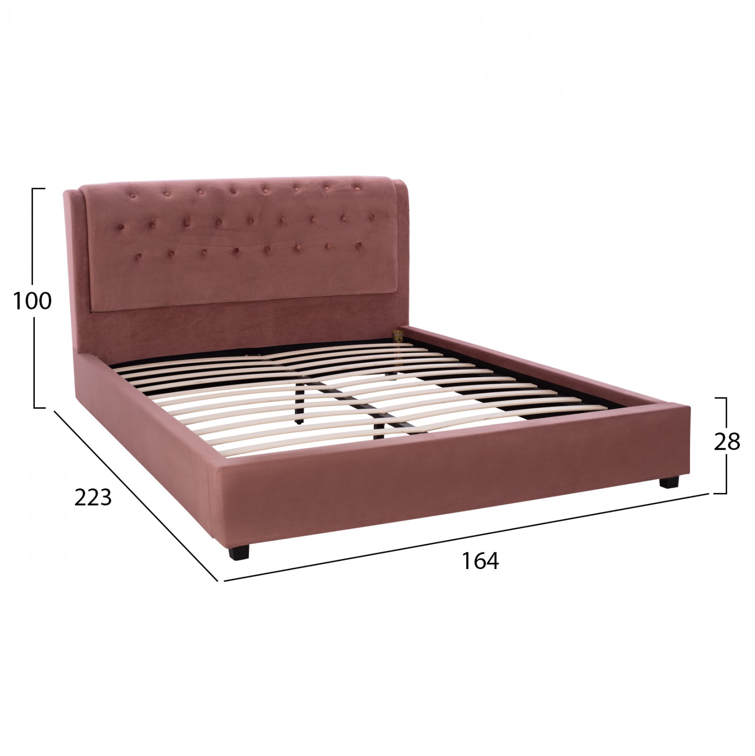 ΚΡΕΒΑΤΙ ODALYS 150X200 ΒΕΛΟΥΔΟ ΥΦΑΣΜΑ ΣΑΠΙΟ ΜΗΛΟ HM549.12 164x223x100 εκ. - Pakobazaar