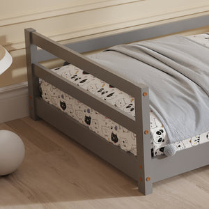ΚΡΕΒΑΤΙ ΠΑΙΔΙΚΟ HOUSER HM676.05 τ.MONTESSORI ΞΥΛΟ ΠΕΥΚΟ ΓΚΡΙ- 190x90εκ - Pakobazaar