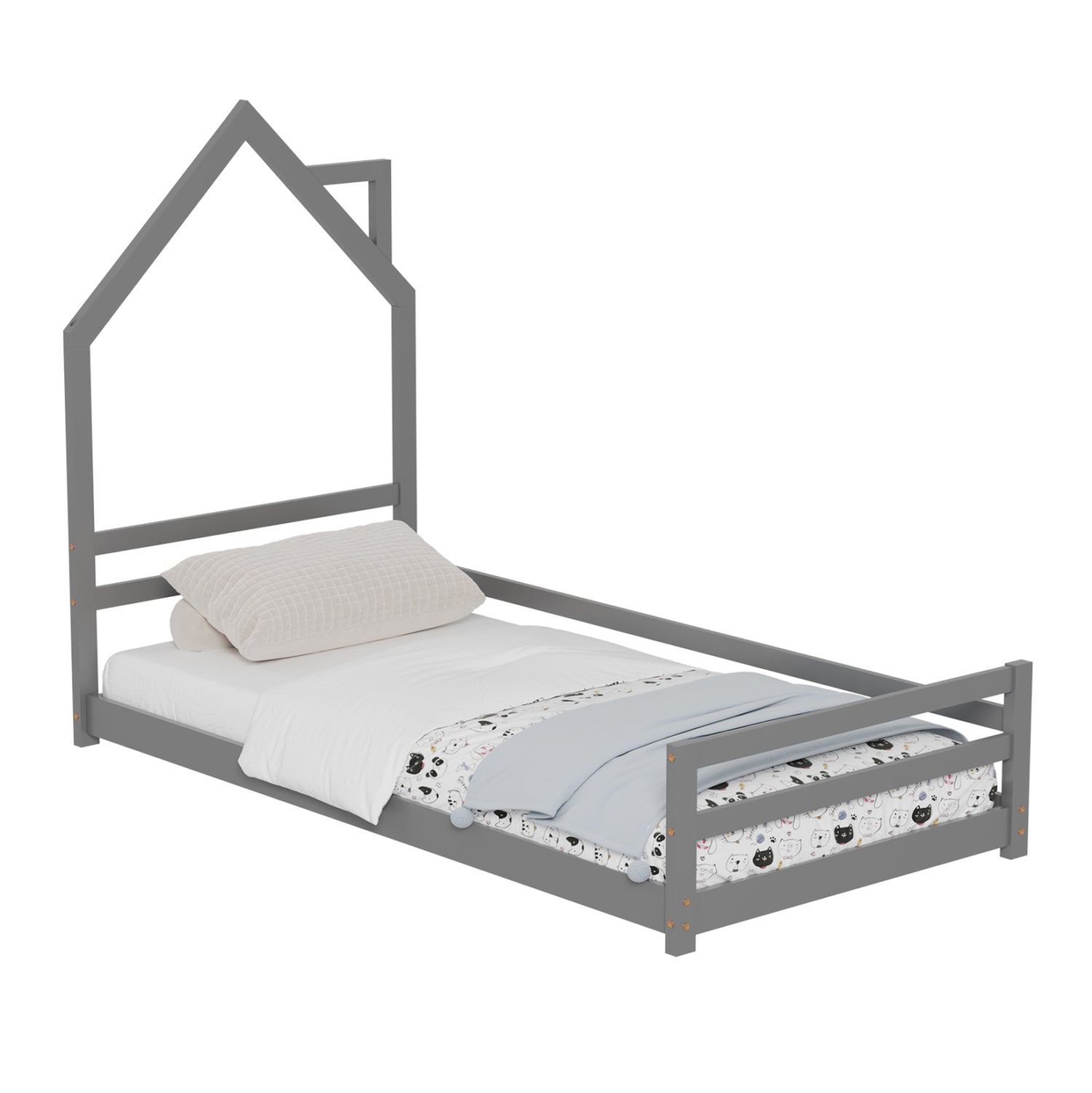 ΚΡΕΒΑΤΙ ΠΑΙΔΙΚΟ HOUSER HM676.05 τ.MONTESSORI ΞΥΛΟ ΠΕΥΚΟ ΓΚΡΙ- 190x90εκ - Pakobazaar