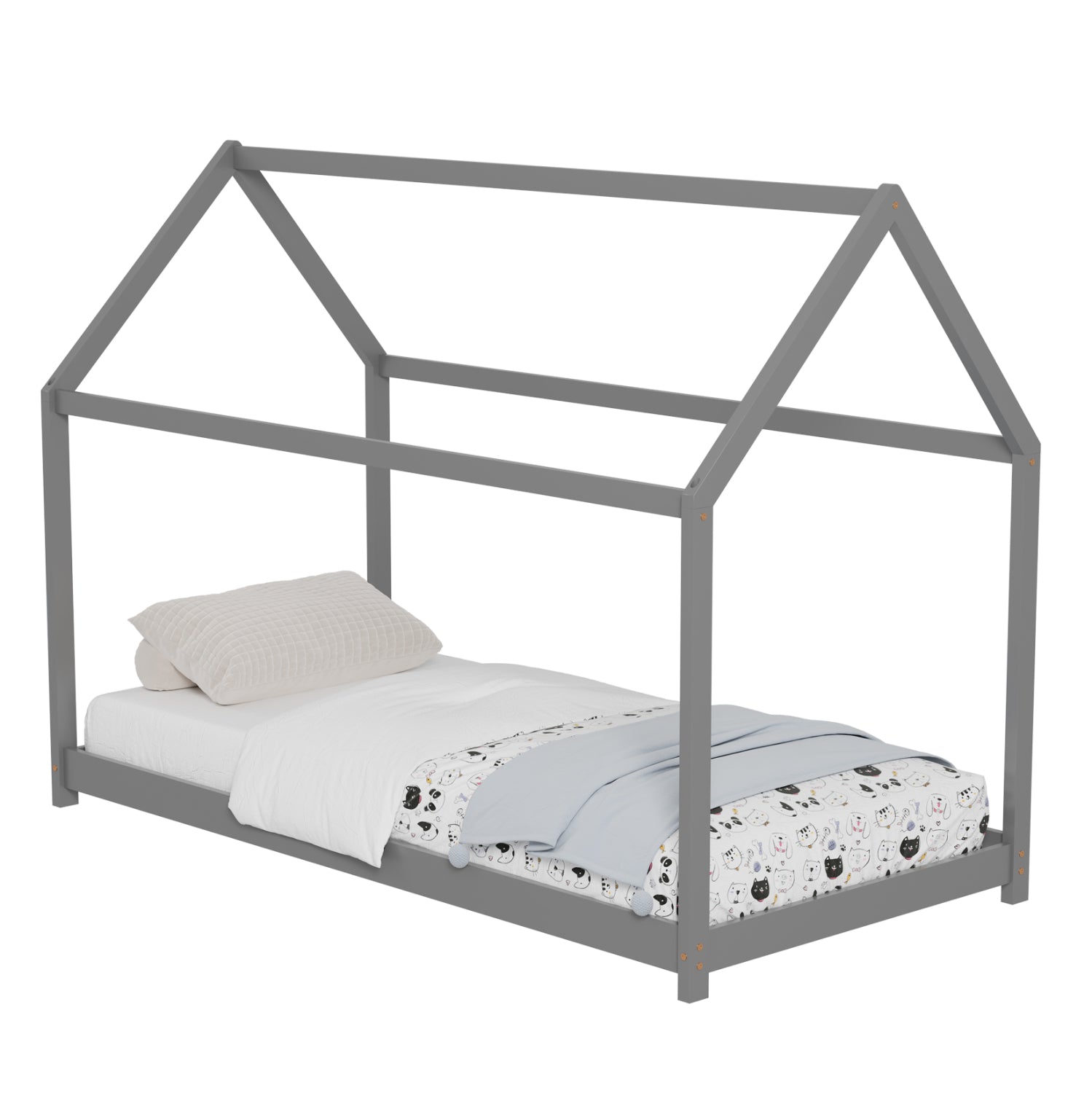ΚΡΕΒΑΤΙ ΠΑΙΔΙΚΟ PEPE HM677.05 τ.MONTESSORI ΞΥΛΟ ΠΕΥΚΟ ΓΚΡΙ- 190x90εκ - Pakobazaar