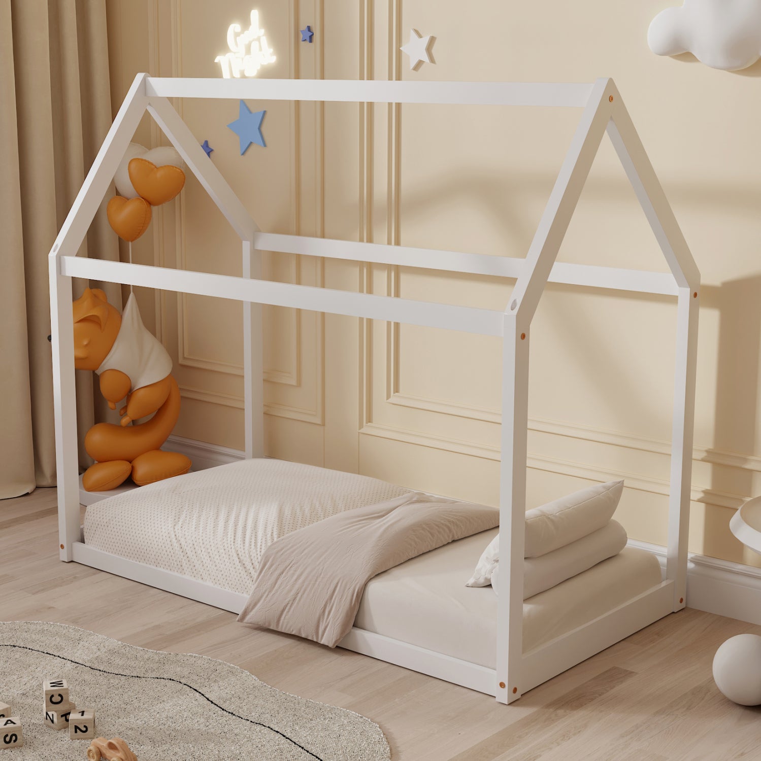 ΚΡΕΒΑΤΙ ΠΑΙΔΙΚΟ PEPE HM678.03 τ.MONTESSORI ΞΥΛΟ ΠΕΥΚΟ ΛΕΥΚΟ- 140x70εκ - Pakobazaar