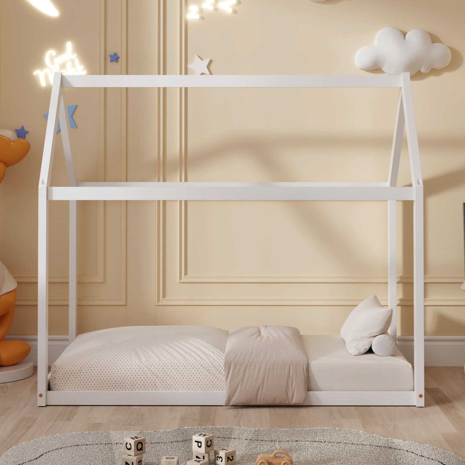 ΚΡΕΒΑΤΙ ΠΑΙΔΙΚΟ PEPE HM678.03 τ.MONTESSORI ΞΥΛΟ ΠΕΥΚΟ ΛΕΥΚΟ- 140x70εκ - Pakobazaar