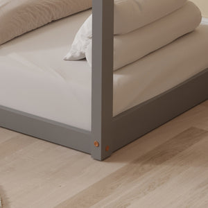 ΚΡΕΒΑΤΙ ΠΑΙΔΙΚΟ PEPE HM678.05 τ.MONTESSORI ΞΥΛΟ ΠΕΥΚΟ ΓΚΡΙ- 140x70εκ - Pakobazaar