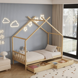 ΚΡΕΒΑΤΙ ΠΑΙΔΙΚΟ KLARICE HM680.01 τ.MONTESSORI-2 ΣΥΡΤΑΡΙΑ-ΞΥΛΟ ΠΕΥΚΟ ΦΥΣΙΚΟ-190x90εκ - Pakobazaar