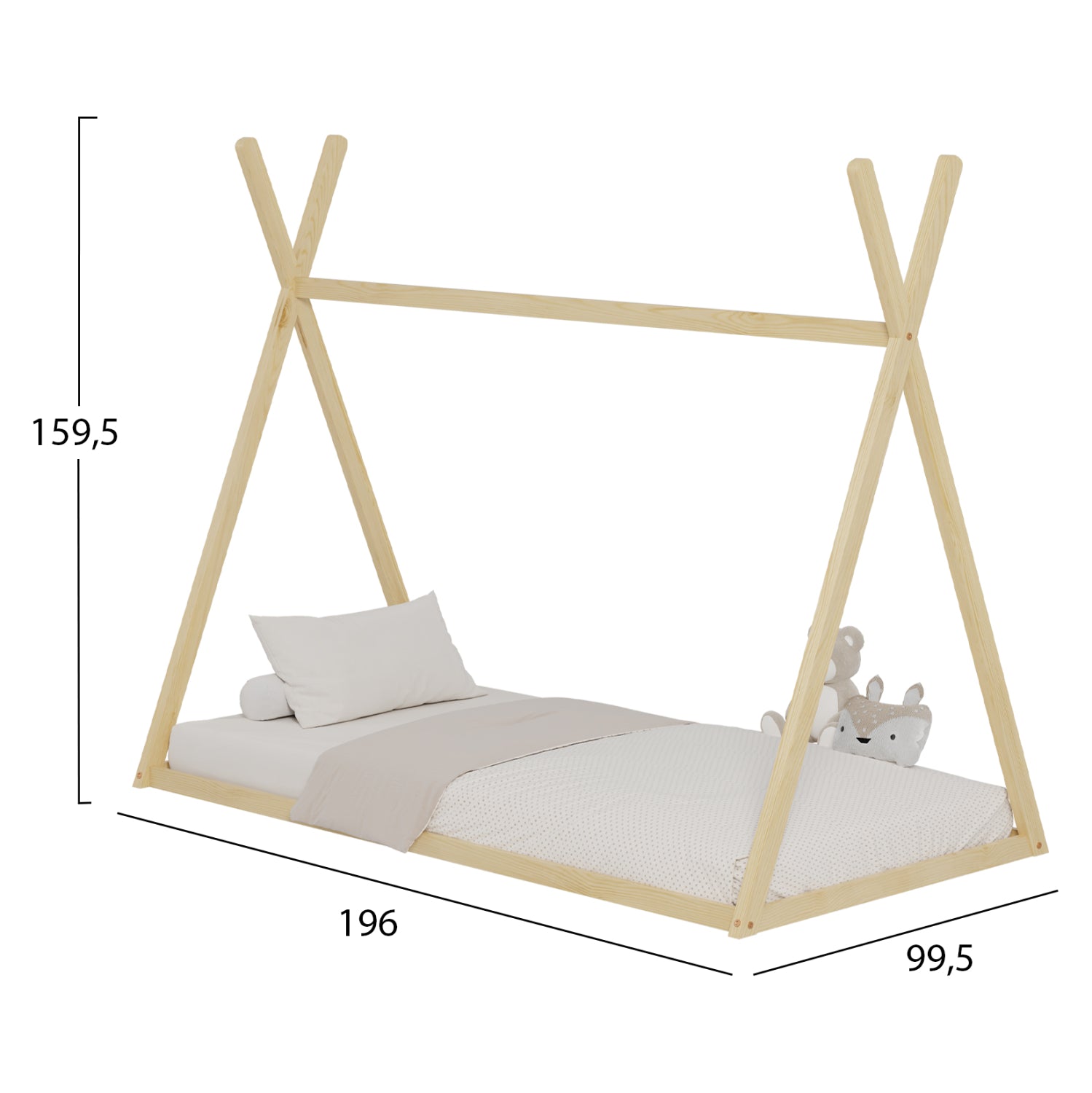 ΚΡΕΒΑΤΙ ΠΑΙΔΙΚΟ MUNK HM681.01 τ.MONTESSORI ΜΑΣΙΦ ΞΥΛΟ ΠΕΥΚΟΥ ΦΥΣΙΚΟ- 190x90εκ - Pakobazaar