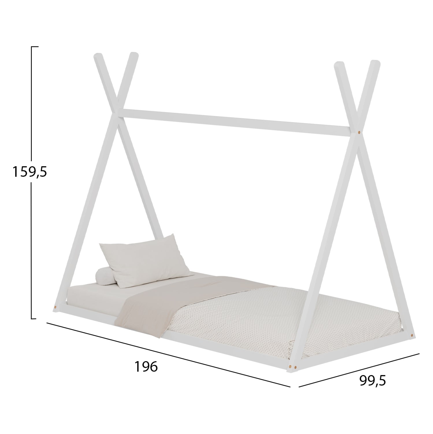ΚΡΕΒΑΤΙ ΠΑΙΔΙΚΟ MUNK HM681.03 τ.MONTESSORI ΜΑΣΙΦ ΞΥΛΟ ΠΕΥΚΟΥ ΛΕΥΚΟ- 190x90εκ - Pakobazaar
