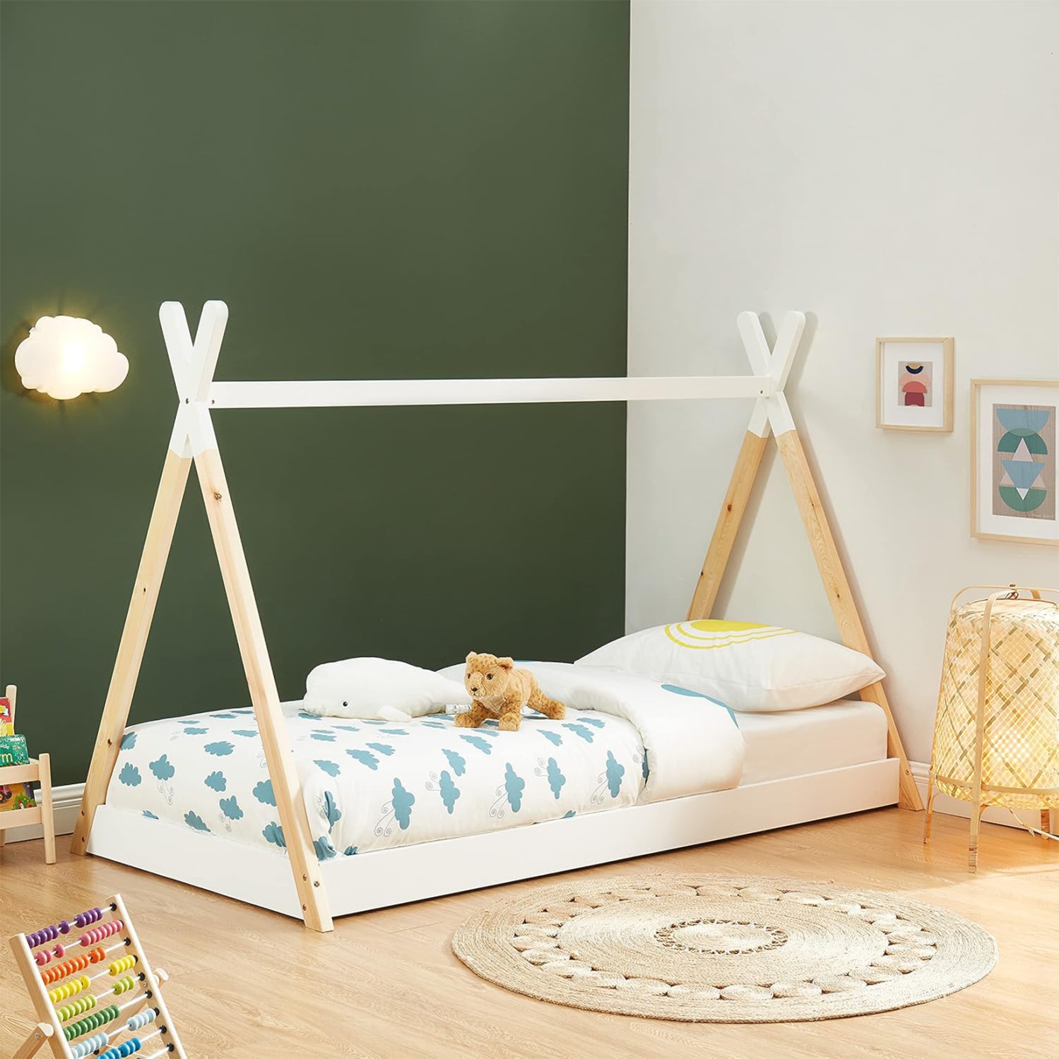 ΚΡΕΒΑΤΙ ΠΑΙΔΙΚΟ MUNK HM699.03 τ.MONTESSORI ΞΥΛΟ ΠΕΥΚΟΥ ΦΥΣΙΚΟ-ΛΕΥΚΟ- 190x90εκ - Pakobazaar