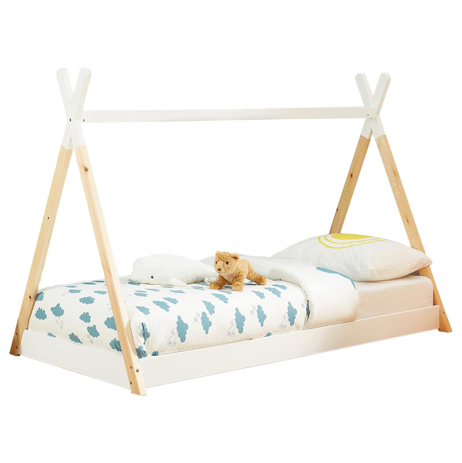 ΚΡΕΒΑΤΙ ΠΑΙΔΙΚΟ MUNK HM699.03 τ.MONTESSORI ΞΥΛΟ ΠΕΥΚΟΥ ΦΥΣΙΚΟ-ΛΕΥΚΟ- 190x90εκ - Pakobazaar