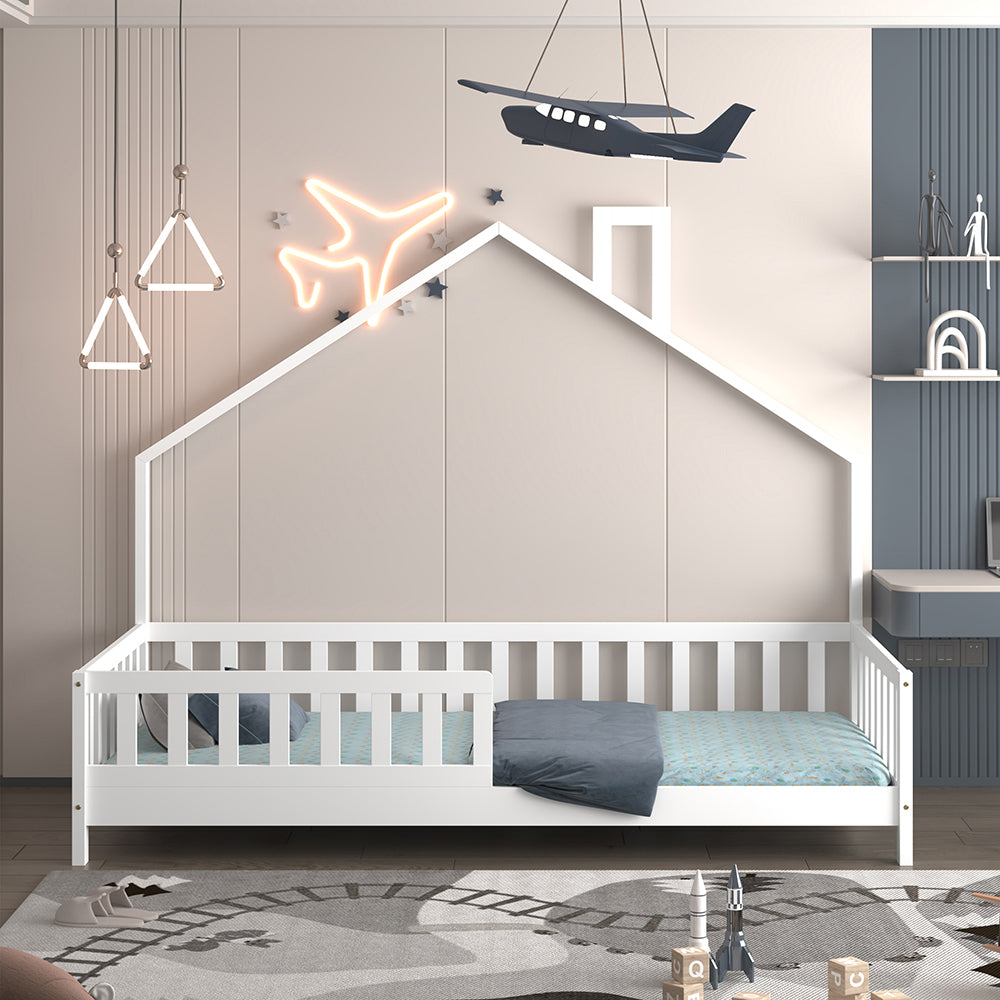 ΚΡΕΒΑΤΙ ΠΑΙΔΙΚΟ HOUSER HM740.03 τ.MONTESSORI ΞΥΛΟ ΠΕΥΚΟ ΛΕΥΚΟ--ΓΙΑ 190x90εκ - Pakobazaar
