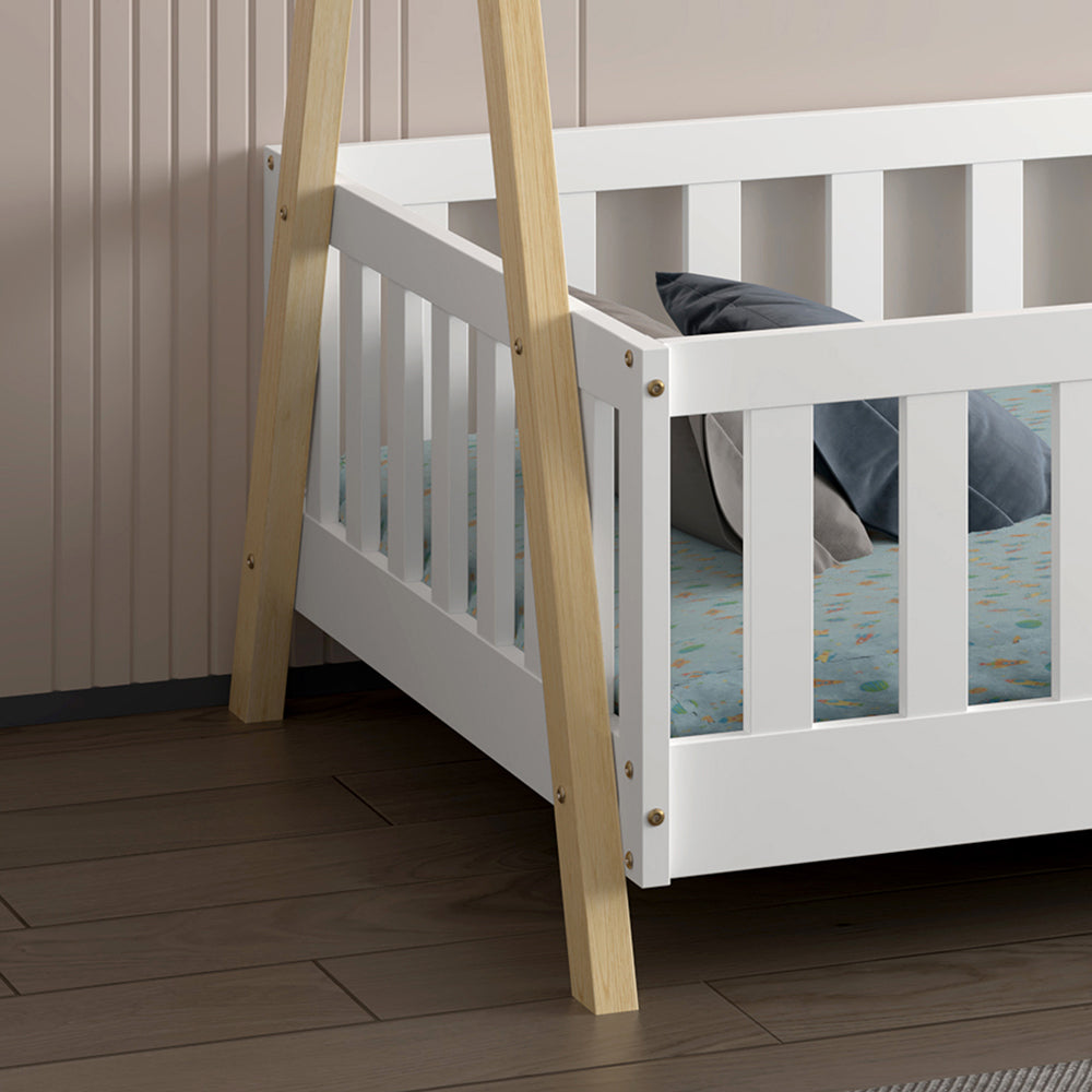 ΚΡΕΒΑΤΙ ΠΑΙΔΙΚΟ ΜΕ ΚΑΓΚΕΛΑ MUNK HM739.03 τ.MONTESSORI ΠΕΥΚΟ ΦΥΣΙΚΟ-ΛΕΥΚΟ--190x90εκ - Pakobazaar