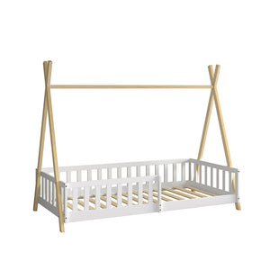 ΚΡΕΒΑΤΙ ΠΑΙΔΙΚΟ ΜΕ ΚΑΓΚΕΛΑ MUNK HM739.03 τ.MONTESSORI ΠΕΥΚΟ ΦΥΣΙΚΟ-ΛΕΥΚΟ--190x90εκ - Pakobazaar