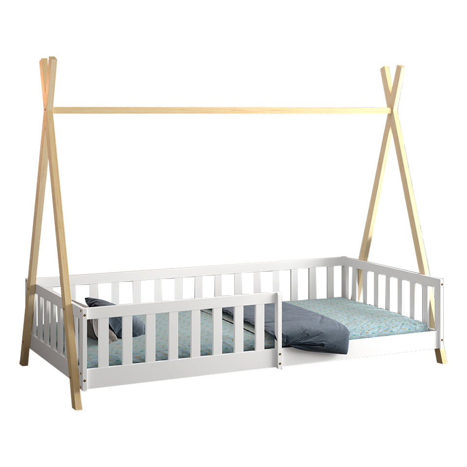 ΚΡΕΒΑΤΙ ΠΑΙΔΙΚΟ ΜΕ ΚΑΓΚΕΛΑ MUNK HM739.03 τ.MONTESSORI ΠΕΥΚΟ ΦΥΣΙΚΟ-ΛΕΥΚΟ--190x90εκ - Pakobazaar