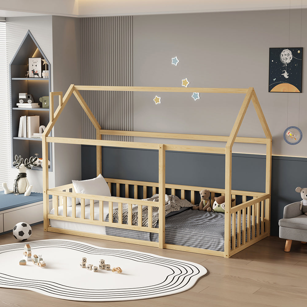 ΚΡΕΒΑΤΙ ΠΑΙΔΙΚΟ ΜΕ ΚΑΓΚΕΛΟ HOUSER HM706.01 τ.MONTESSORI ΞΥΛΟ ΠΕΥΚΟ ΦΥΣΙΚΟ-190x90εκ - Pakobazaar