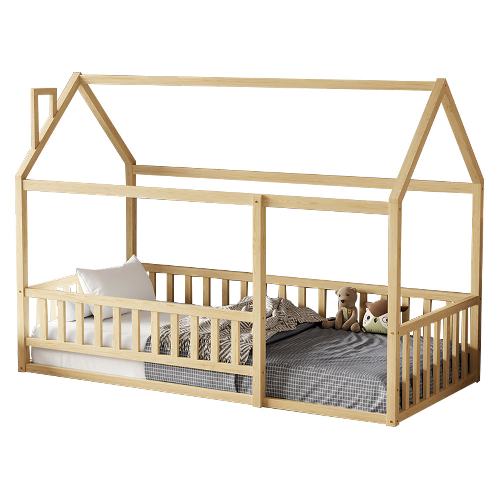 ΚΡΕΒΑΤΙ ΠΑΙΔΙΚΟ ΜΕ ΚΑΓΚΕΛΟ HOUSER HM706.01 τ.MONTESSORI ΞΥΛΟ ΠΕΥΚΟ ΦΥΣΙΚΟ-190x90εκ - Pakobazaar