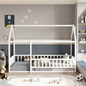 ΚΡΕΒΑΤΙ ΠΑΙΔΙΚΟ ΜΕ ΚΑΓΚΕΛΟ HOUSER HM706.03 τ.MONTESSORI ΞΥΛΟ ΠΕΥΚΟ ΛΕΥΚΟ-190x90εκ - Pakobazaar
