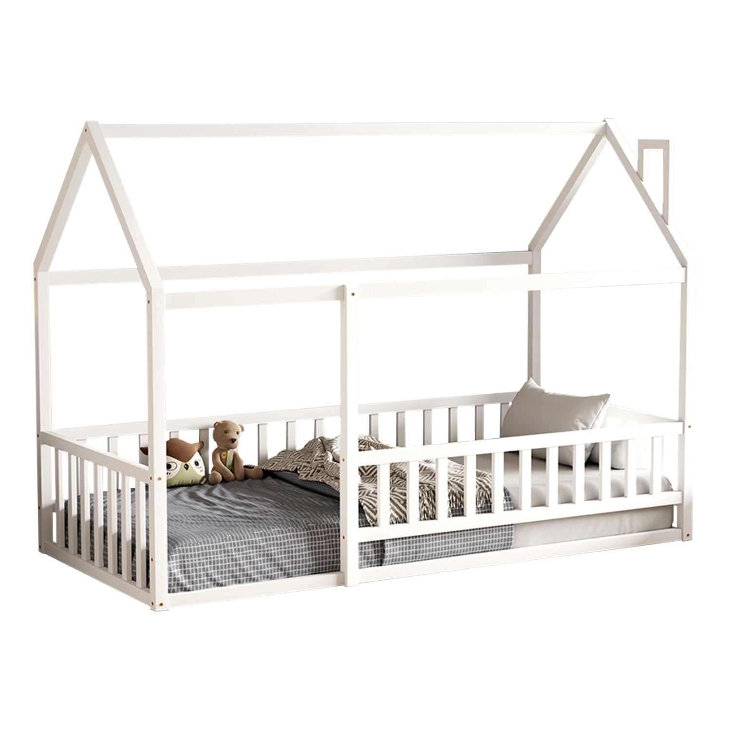 ΚΡΕΒΑΤΙ ΠΑΙΔΙΚΟ ΜΕ ΚΑΓΚΕΛΟ HOUSER HM706.03 τ.MONTESSORI ΞΥΛΟ ΠΕΥΚΟ ΛΕΥΚΟ-190x90εκ - Pakobazaar