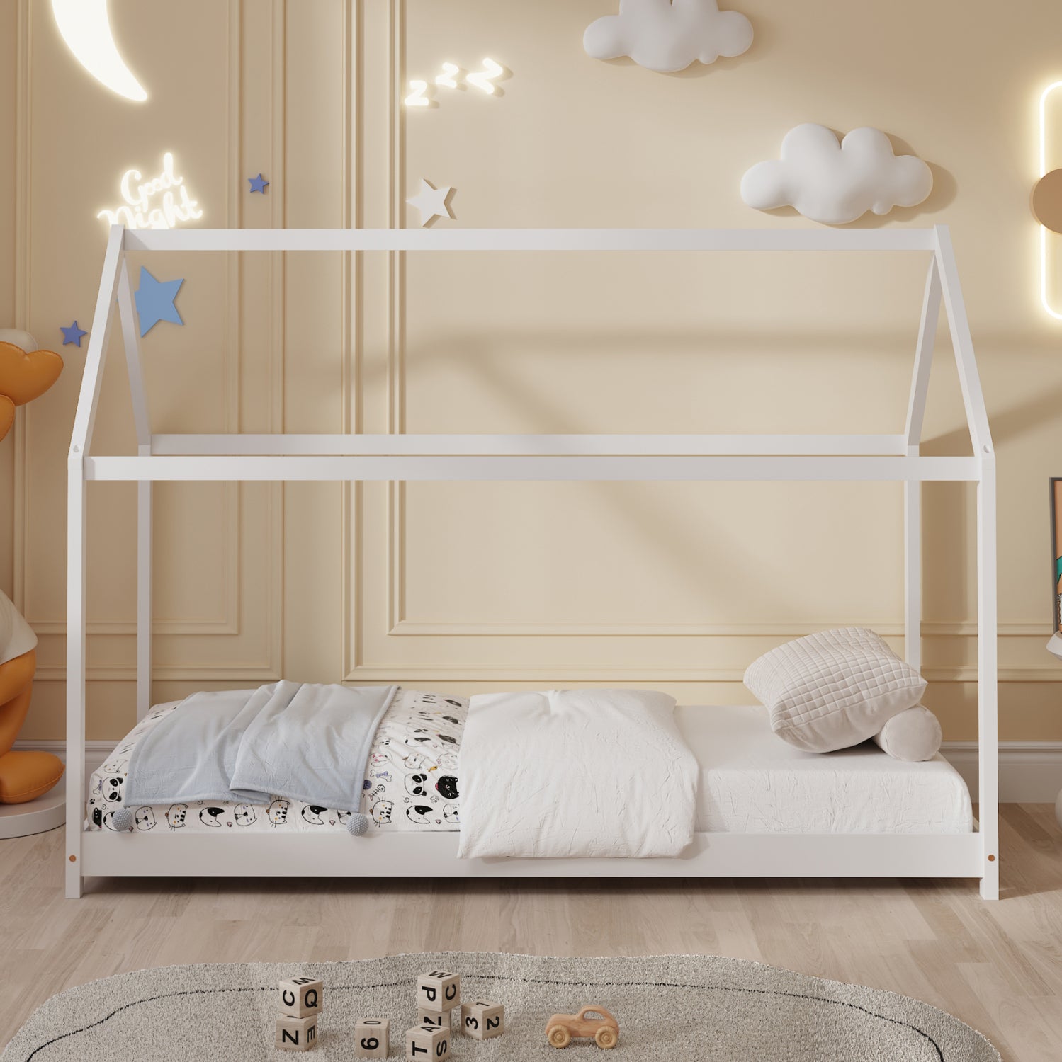 ΚΡΕΒΑΤΙ ΠΑΙΔΙΚΟ ΜΕ ΣΤΡΩΜΑ PEPE HM21302.01 ΞΥΛΟ ΠΕΥΚΟΥ ΣΕ ΛΕΥΚΟ--ΣΤΡΩΜΑ 90x190εκ - Pakobazaar