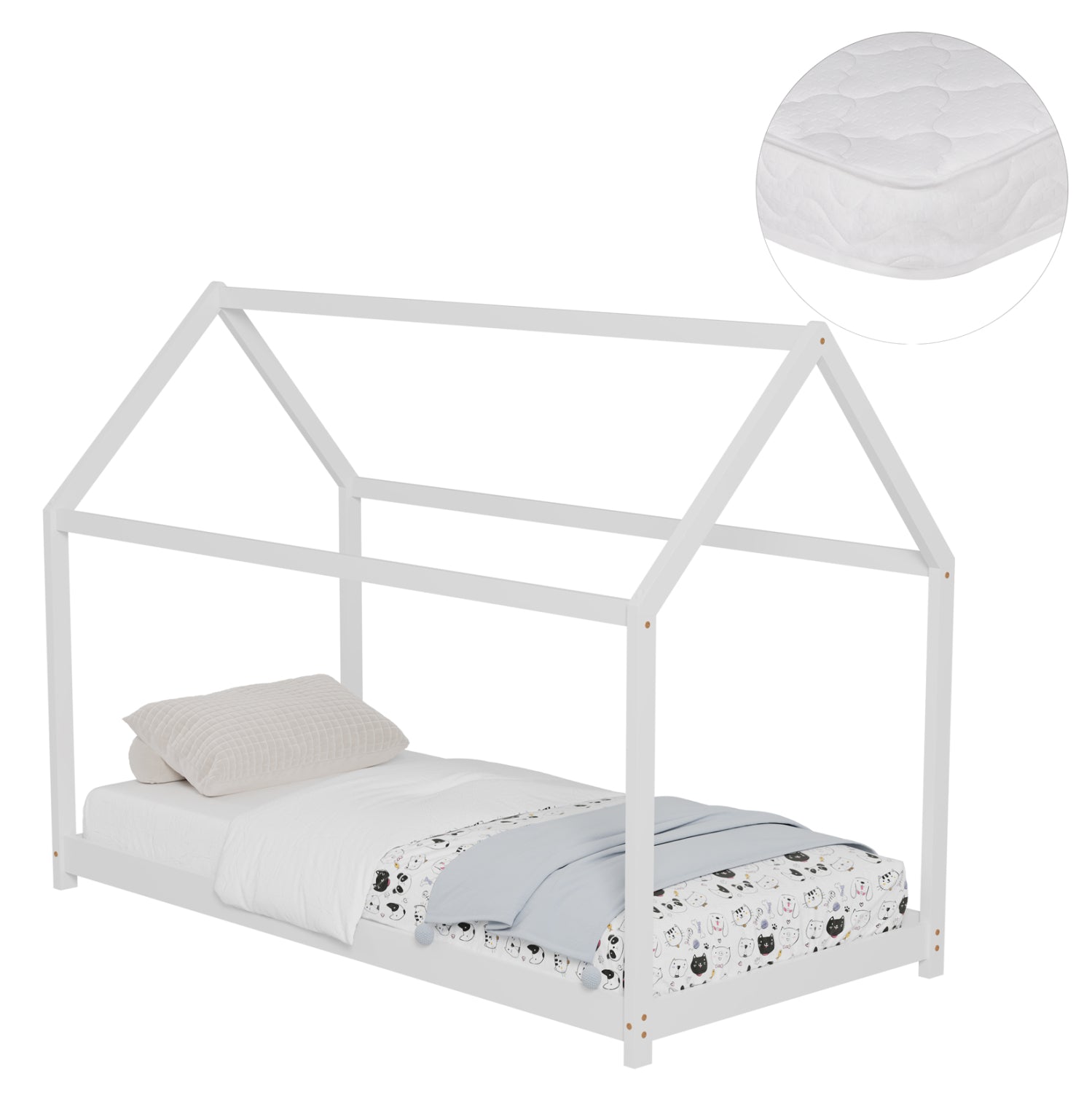 ΚΡΕΒΑΤΙ ΠΑΙΔΙΚΟ ΜΕ ΣΤΡΩΜΑ PEPE HM21302.01 ΞΥΛΟ ΠΕΥΚΟΥ ΣΕ ΛΕΥΚΟ--ΣΤΡΩΜΑ 90x190εκ - Pakobazaar