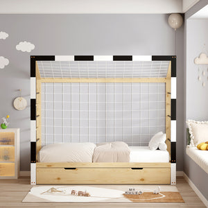 ΚΡΕΒΑΤΙ ΠΑΙΔΙΚΟ ΜΕ ΣΤΡΩΜΑ GOALIE HM21309 ΠΕΥΚΟ ΦΥΣΙΚΟ-ΛΕΥΚΟ-ΜΑΥΡΟ--ΣΤΡΩΜΑ 90x190εκ - Pakobazaar