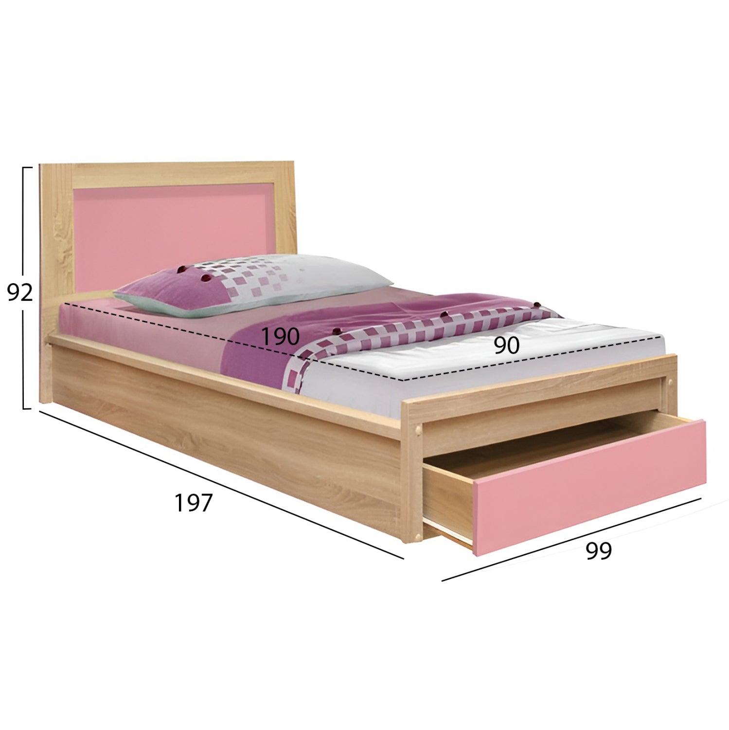 ΚΡΕΒΑΤΙ ΠΑΙΔΙΚΟ ΜΕ ΣΥΡΤΑΡΙ PLAYROOM HM10752.02 ΜΕΛΑΜΙΝΗ SONAMA/ΡΟΖ--ΣΤΡΩΜΑ 90x190εκ - Pakobazaar
