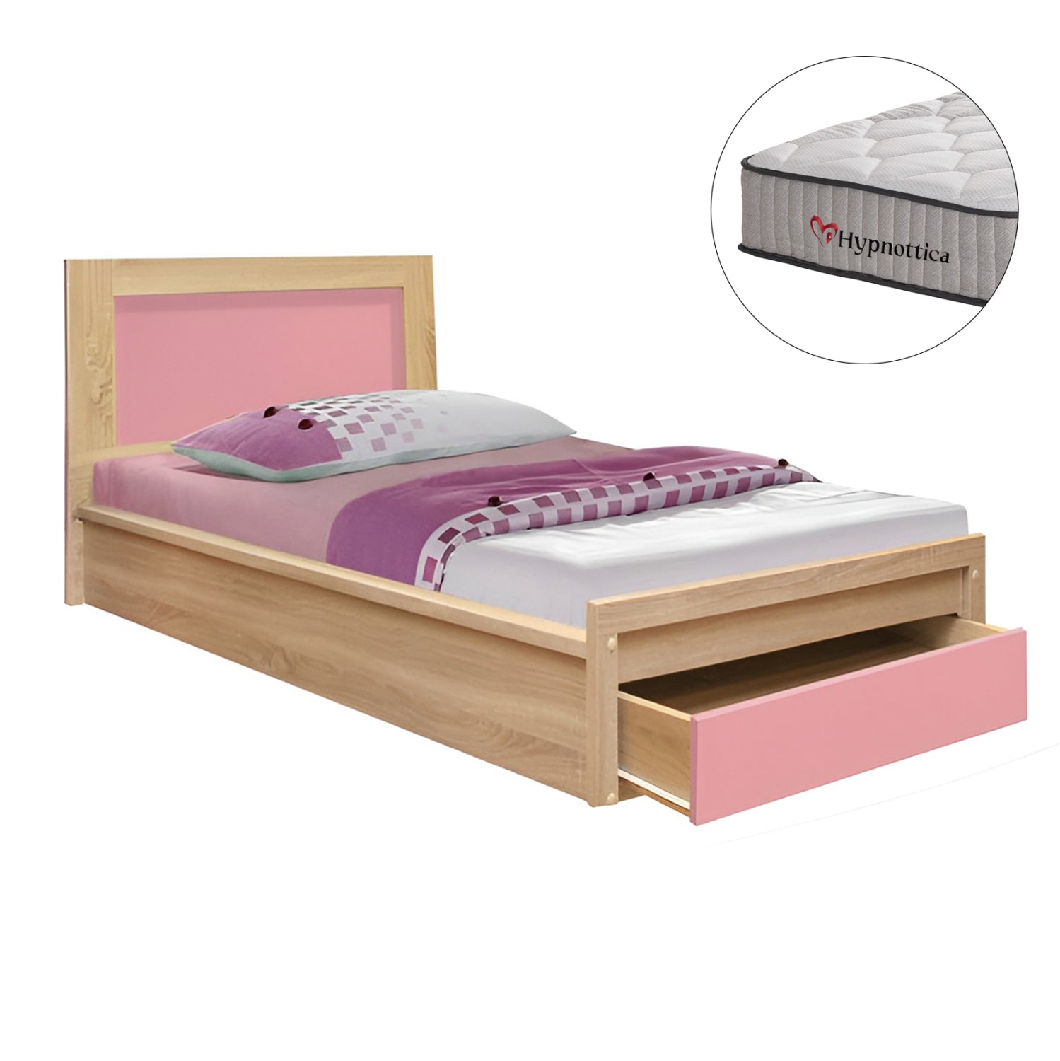 ΚΡΕΒΑΤΙ ΠΑΙΔΙΚΟ ΜΕ ΣΥΡΤΑΡΙ PLAYROOM HM10752.02 ΜΕΛΑΜΙΝΗ SONAMA/ΡΟΖ--ΣΤΡΩΜΑ 90x190εκ - Pakobazaar