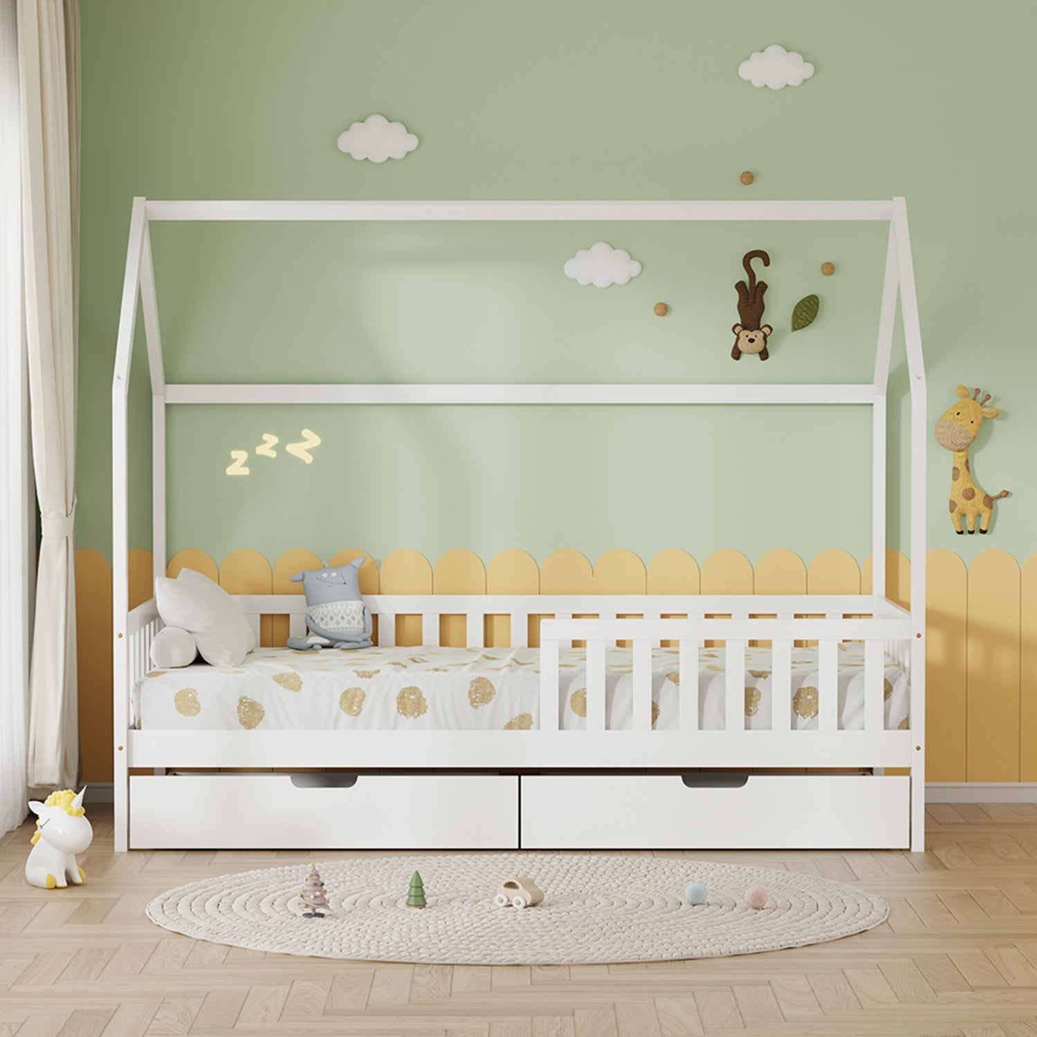 ΚΡΕΒΑΤΙ ΠΑΙΔΙΚΟ ΜΕ ΣΥΡΤΑΡΙΑ PHYLLIS HM21324.01 ΞΥΛΟ ΠΕΥΚΟΥ ΛΕΥΚΟ--ΜΕ ΣΤΡΩΜΑ 90x190εκ - Pakobazaar