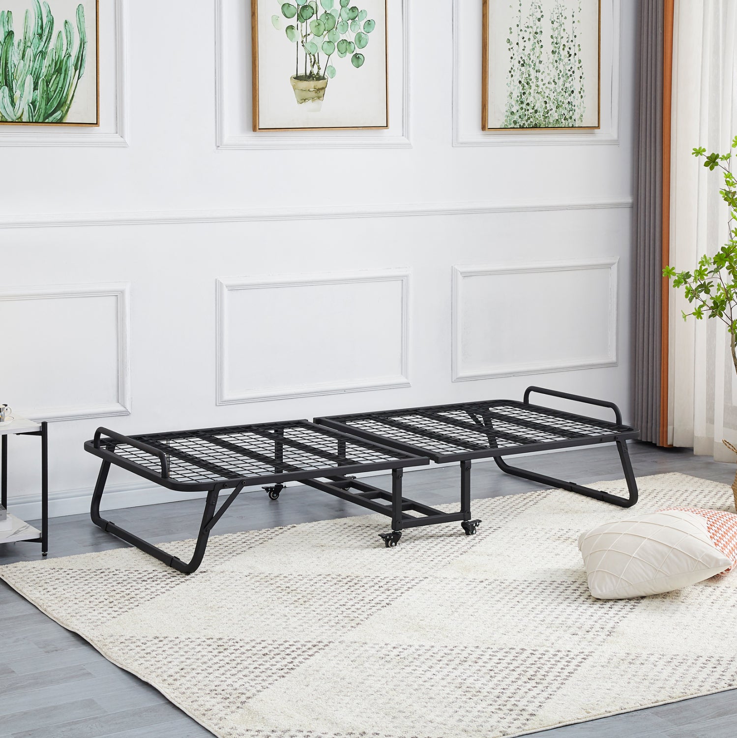 ΚΡΕΒΑΤΙ-ΡΑΝΤΖΟ ΜΕ ΣΤΡΩΜΑ NETTI HM691.01 ΜΕΤΑΛΛΙΚΟ ΜΑΥΡΟ ΜΑΤ 190x76x30Υεκ. - Pakobazaar