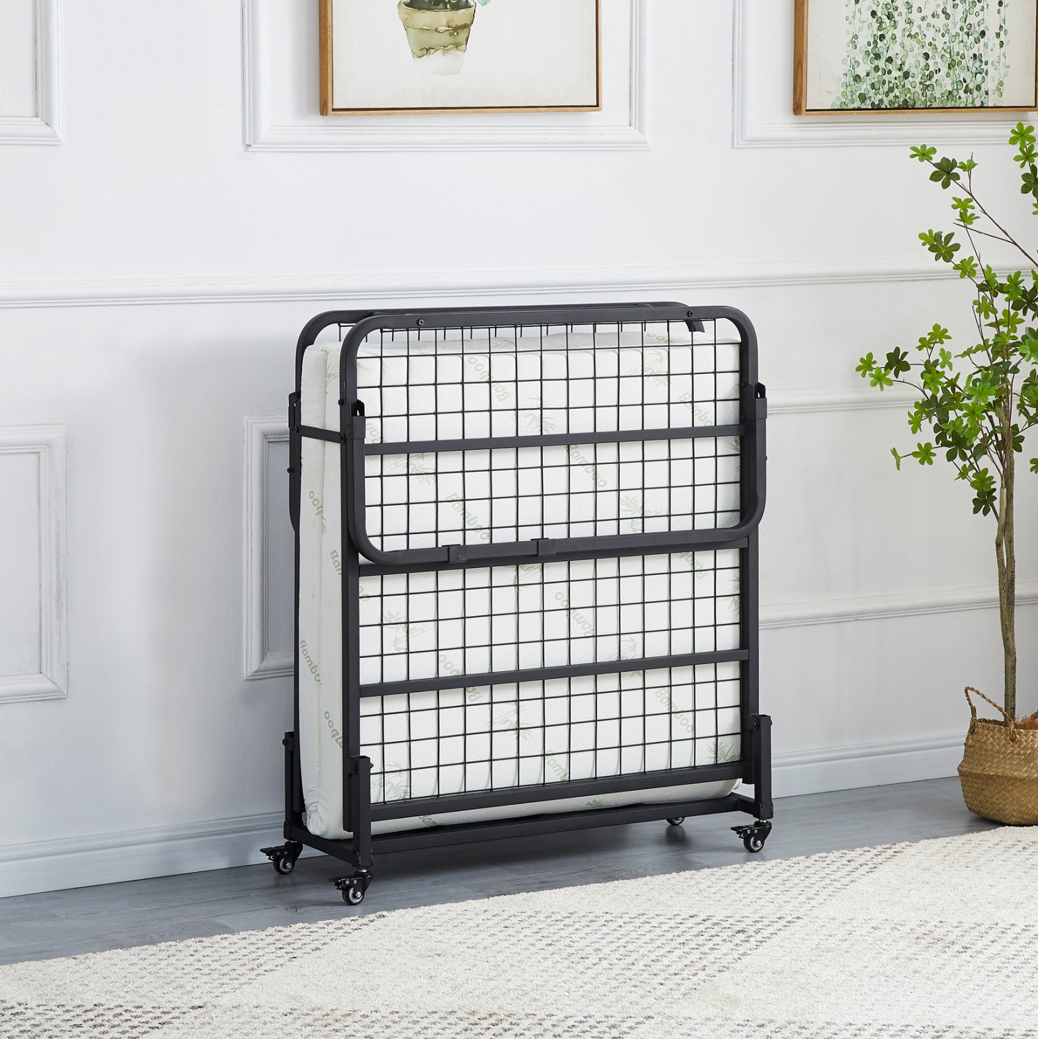 ΚΡΕΒΑΤΙ-ΡΑΝΤΖΟ ΜΕ ΣΤΡΩΜΑ NETTI HM691.01 ΜΕΤΑΛΛΙΚΟ ΜΑΥΡΟ ΜΑΤ 190x76x30Υεκ. - Pakobazaar