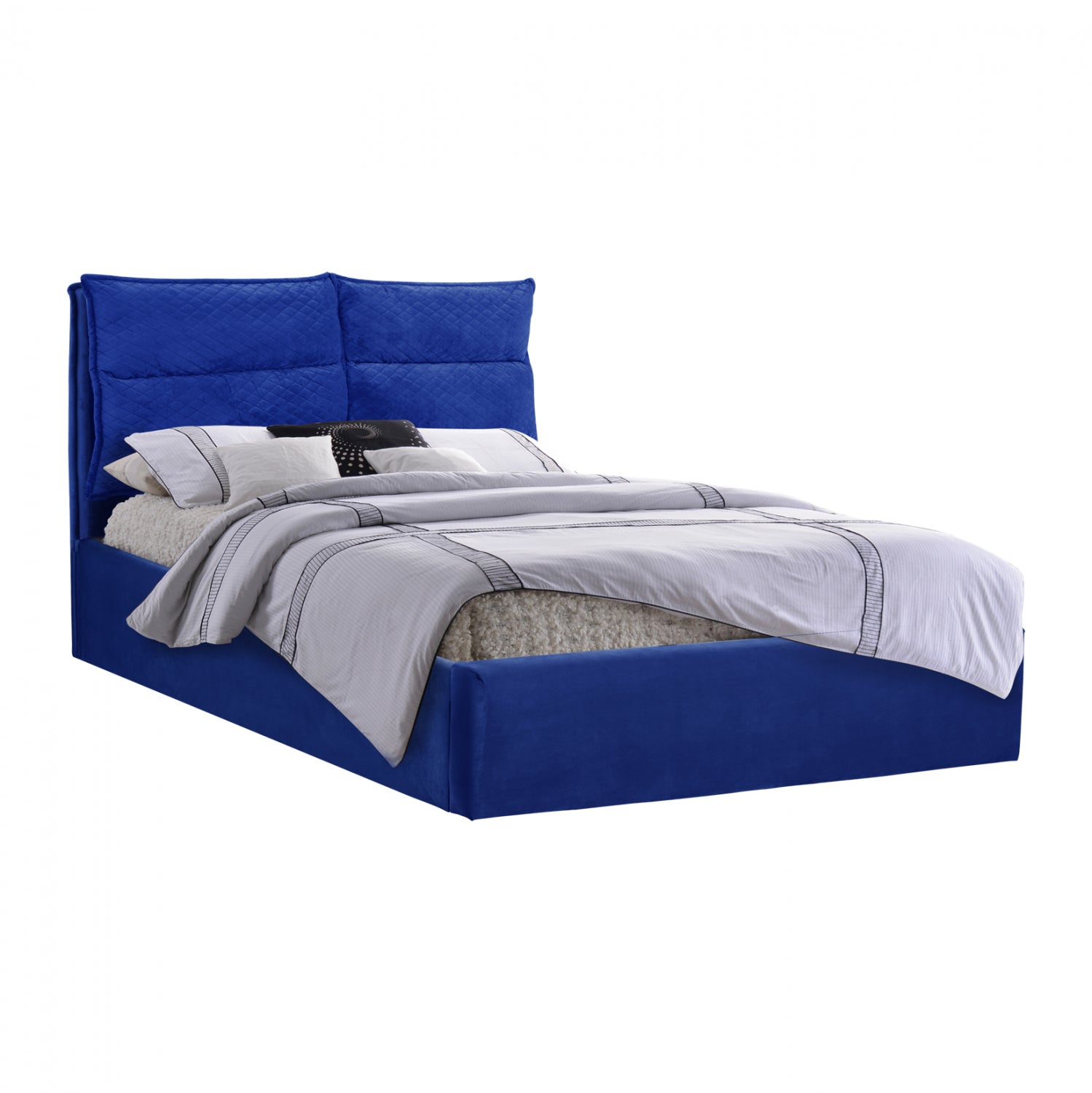 ΚΡΕΒΑΤΙ ROYALTY ΑΠΟ ΒΕΛΟΥΔΟ ΜΠΛΕ ΥΠΕΡΔΙΠΛΟ 160x200 εκ. HM563.08 - Pakobazaar