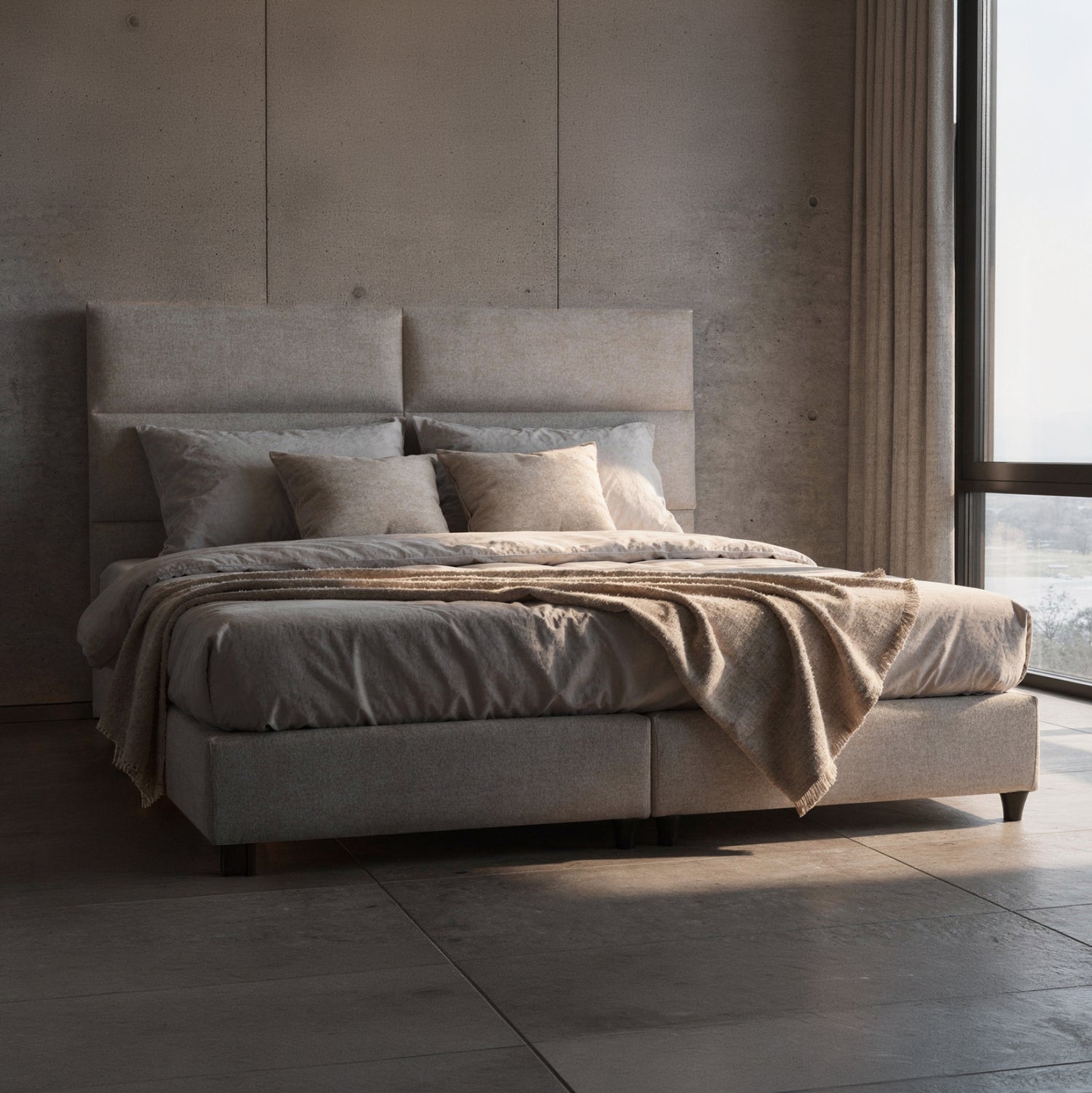 ΚΡΕΒΑΤΙ ΥΠΕΡΔΙΠΛΟ MILO ΑΠΟ ΜΠΕΖ ΥΦΑΣΜΑ HM628.32 ΓΙΑ ΣΤΡΩΜΑ 180x200 εκ. - Pakobazaar