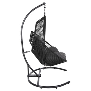 ΚΡΕΜΑΣΤΗ ΦΩΛΙΑ RULER HM6083 ΜΑΥΡΟ ΜΕΤΑΛΛΟ ΚΑΙ ΣΥΝΘ.RATTAN-ΓΚΡΙ ΜΑΞΙΛΑΡΙ 120x110x190Υ - Pakobazaar