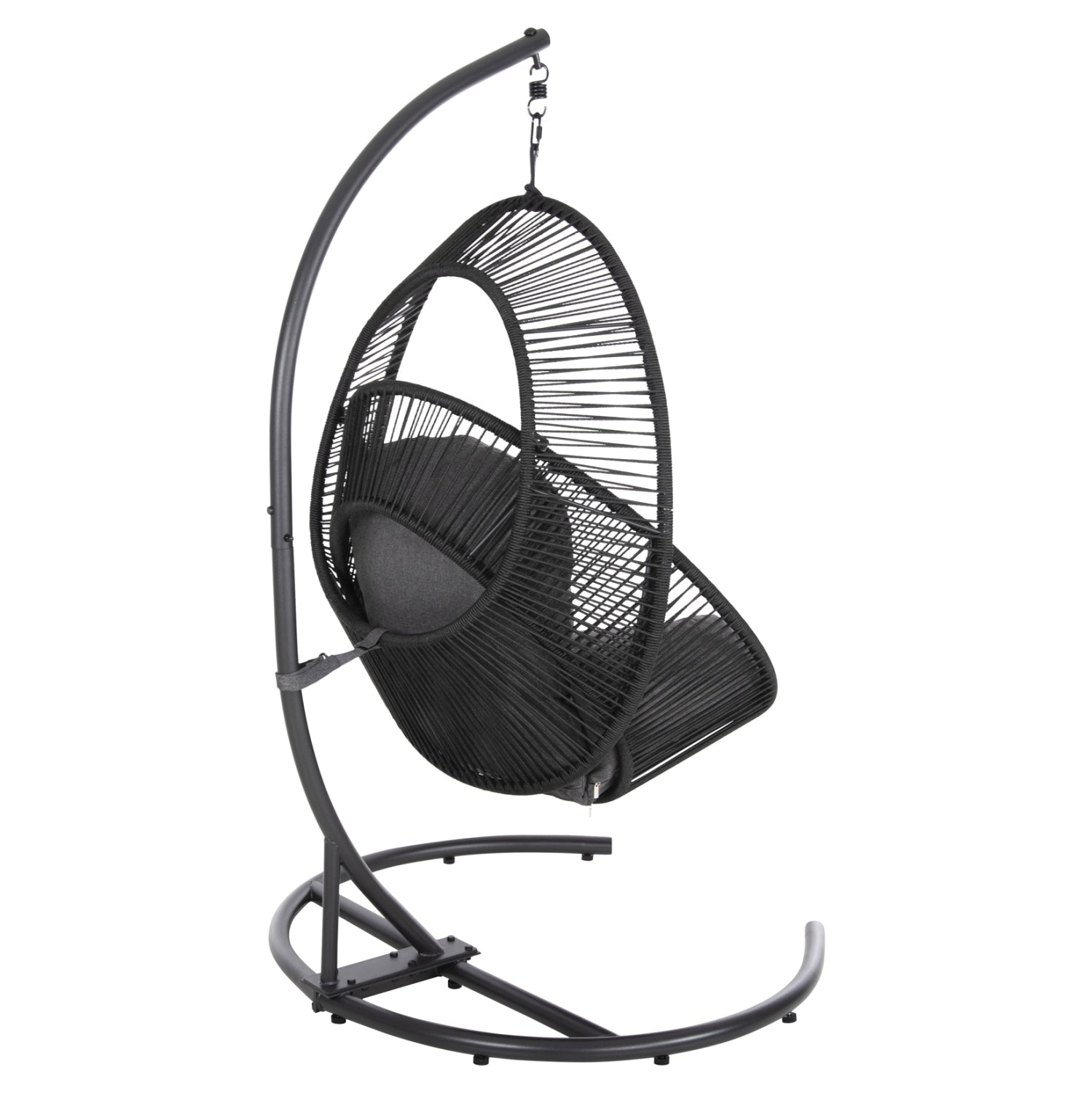 ΚΡΕΜΑΣΤΗ ΦΩΛΙΑ RULER HM6083 ΜΑΥΡΟ ΜΕΤΑΛΛΟ ΚΑΙ ΣΥΝΘ.RATTAN-ΓΚΡΙ ΜΑΞΙΛΑΡΙ 120x110x190Υ - Pakobazaar