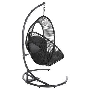 ΚΡΕΜΑΣΤΗ ΦΩΛΙΑ RULER HM6083 ΜΑΥΡΟ ΜΕΤΑΛΛΟ ΚΑΙ ΣΥΝΘ.RATTAN-ΓΚΡΙ ΜΑΞΙΛΑΡΙ 120x110x190Υ - Pakobazaar