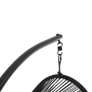 ΚΡΕΜΑΣΤΗ ΦΩΛΙΑ RULER HM6083 ΜΑΥΡΟ ΜΕΤΑΛΛΟ ΚΑΙ ΣΥΝΘ.RATTAN-ΓΚΡΙ ΜΑΞΙΛΑΡΙ 120x110x190Υ - Pakobazaar
