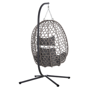 ΚΡΕΜΑΣΤΗ ΦΩΛΙΑ NESTA HM6468.01 ΓΚΡΙ ΜΕΤΑΛΛΟ & P.E.RATTAN 100x100x190Υεκ. - Pakobazaar