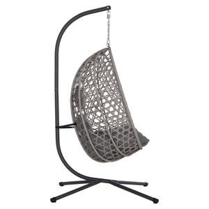 ΚΡΕΜΑΣΤΗ ΦΩΛΙΑ NESTA HM6468.01 ΓΚΡΙ ΜΕΤΑΛΛΟ & P.E.RATTAN 100x100x190Υεκ. - Pakobazaar