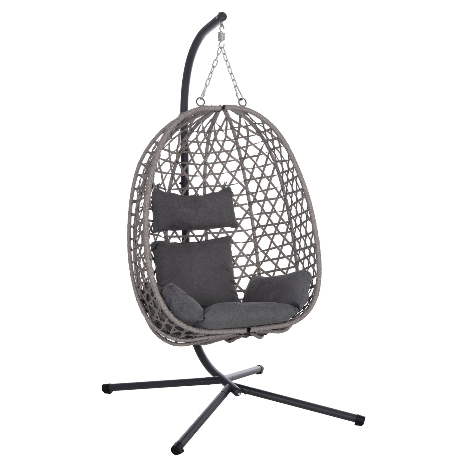 ΚΡΕΜΑΣΤΗ ΦΩΛΙΑ NESTA HM6468.01 ΓΚΡΙ ΜΕΤΑΛΛΟ & P.E.RATTAN 100x100x190Υεκ. - Pakobazaar