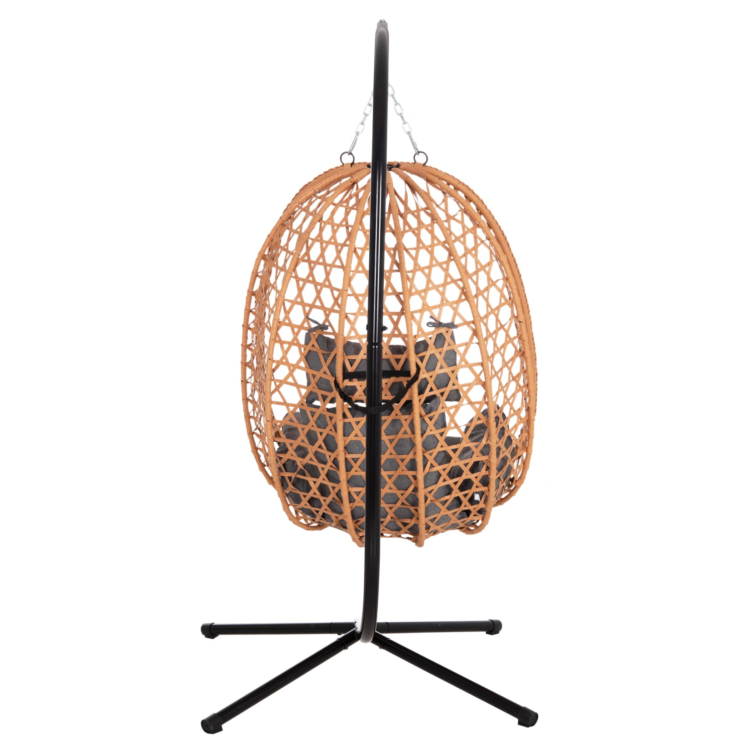 ΚΡΕΜΑΣΤΗ ΦΩΛΙΑ NESTA HM6468.05 ΜΑΥΡΟ ΜΕΤΑΛΛΟ--ΚΑΦΕ P.E.RATTAN 100x100x190Υεκ. - Pakobazaar